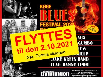 Køge Blues Festival - Efterår 2021. Svedig bluesfestival i Musikforeningen Bygningen i Køge, Fredag den 2. oktober 2021 kl. 12.00.