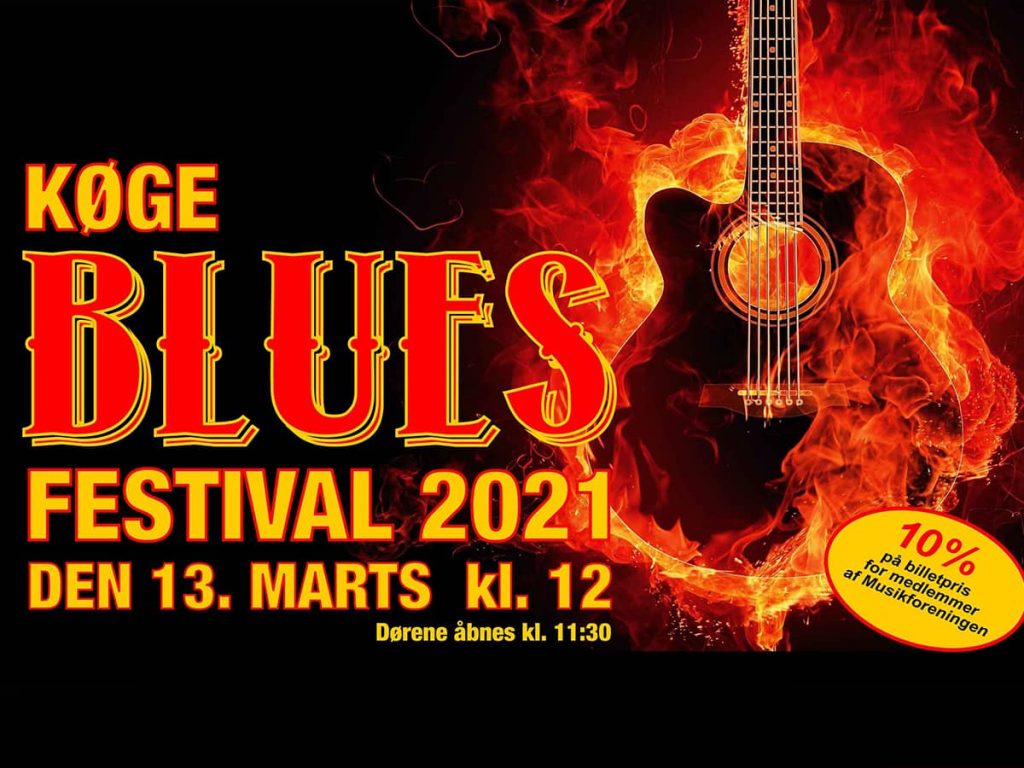 Køge Blues Festival - Efterår 2021. Svedig bluesfestival i Musikforeningen Bygningen i Køge, Fredag den 2. oktober 2021 kl. 12.00.