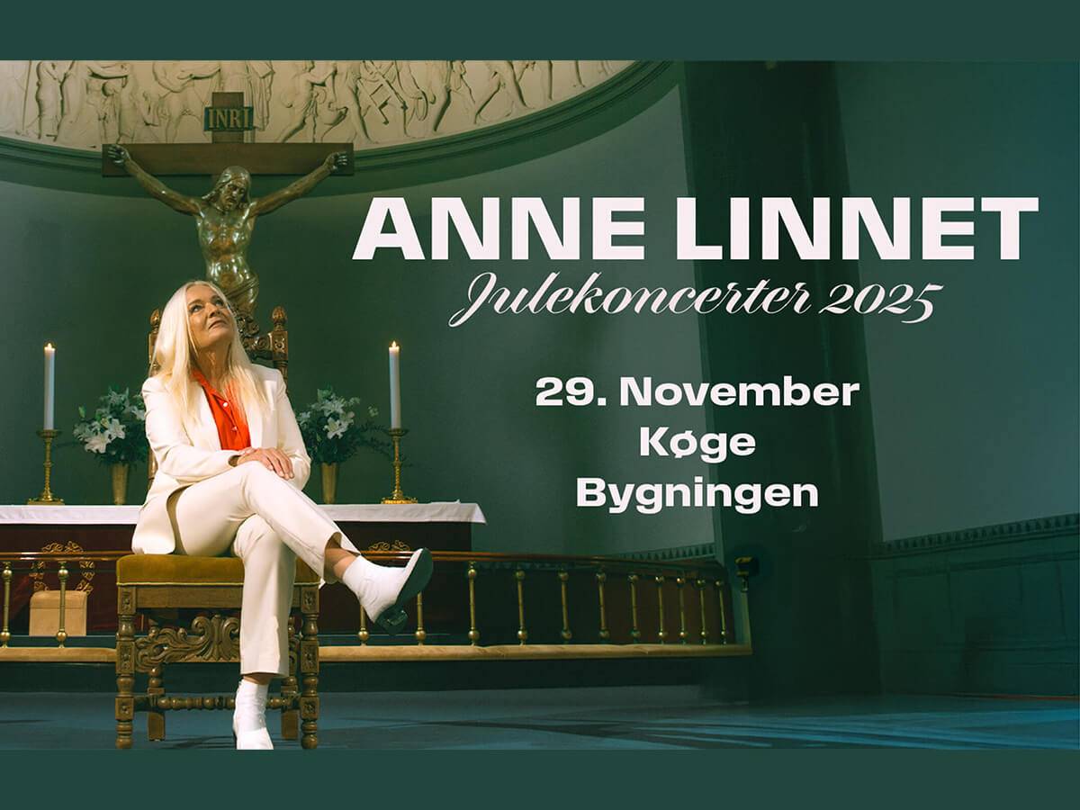 Stemningsfuld juletradition: Anne Linnet Julekoncert på Teaterbygningen i Køge lørdag den 29. november 2025 kl. 20.00.